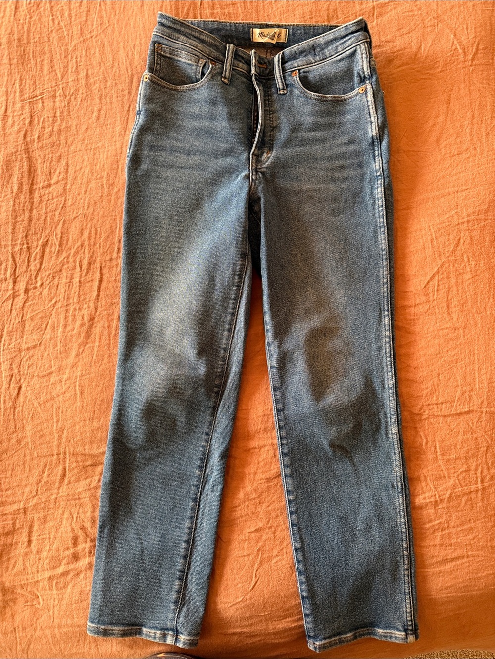 Madewell blue wash Curvy Stovepipe Straight-Leg Jeans, Size 27
